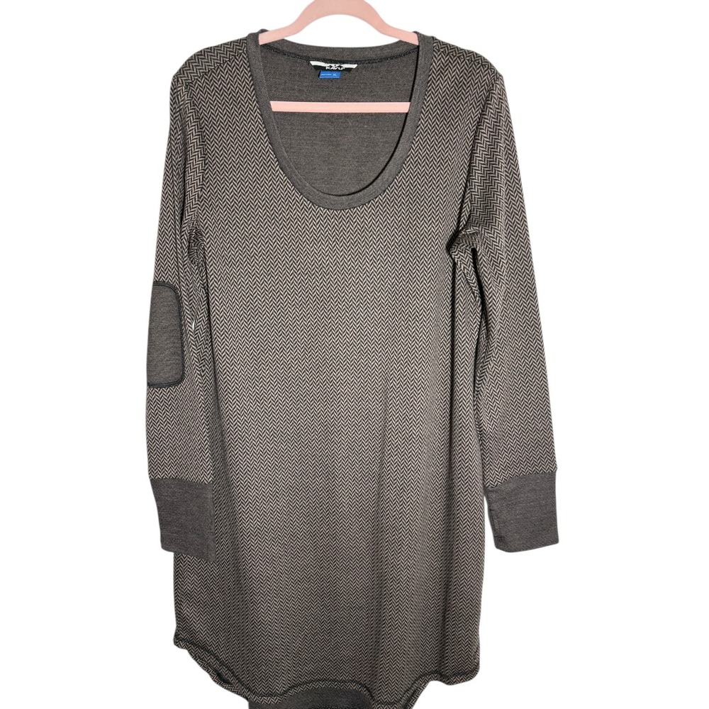 KAVU sz XLG Activewear Sweater Dress w Thumbholes /Elbow Patches